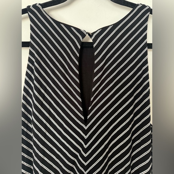 White House Black Market WHBM Black & White Striped Tie Front or Back Maxi Dress - Picture 6 of 12